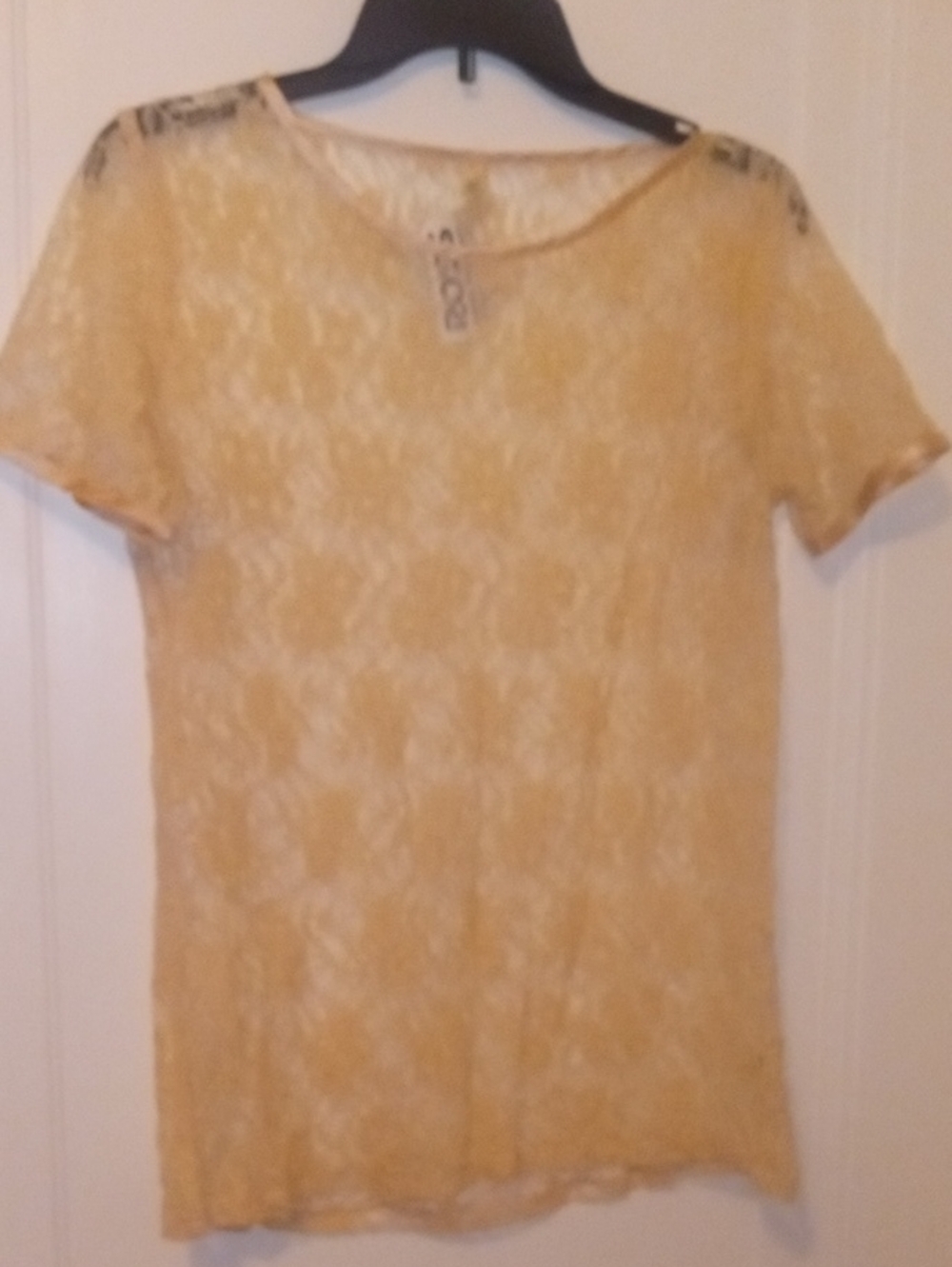 Sheer Lace Short Sleeve Top-Cream-NWT med